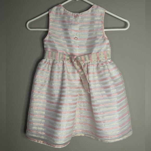Girls Pink & White Striped Dress Wonder Nation toddler Easter dress with flower - Picture 3 of 6